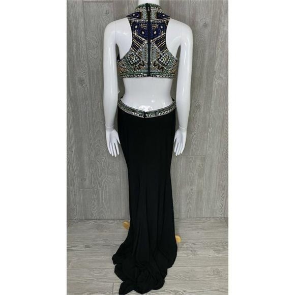 Nwt envious couture beaded rhinestone dress / gown prom formal sleeveless dress - Picture 15 of 16